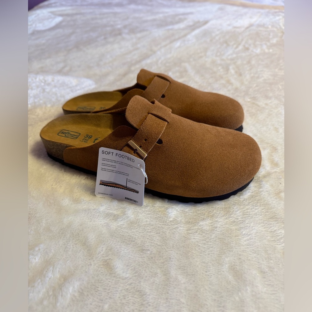 Birkenstock Boston Soft Footbed Clog Latte Womens Size 7
